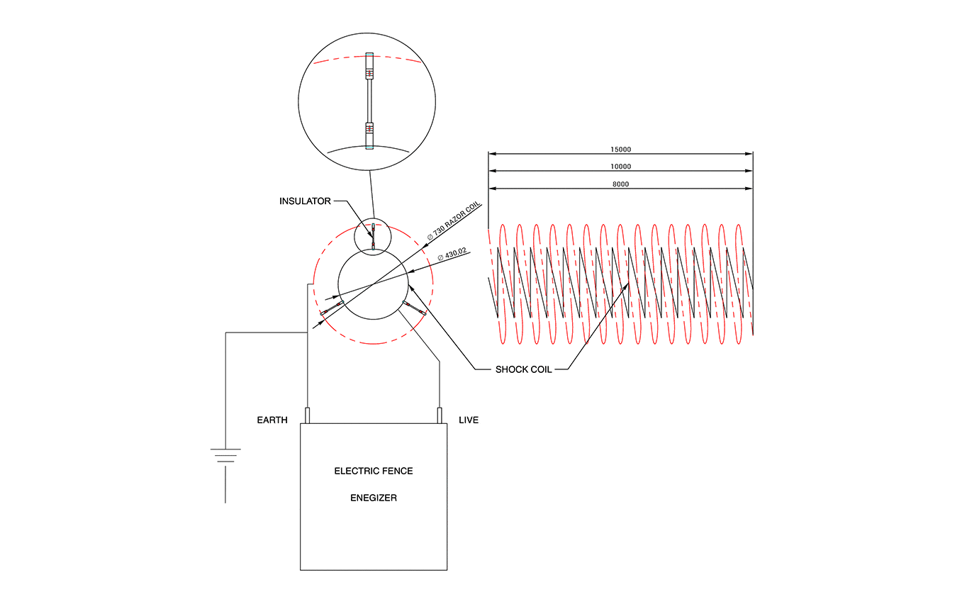 electric fence shock coil dimensions